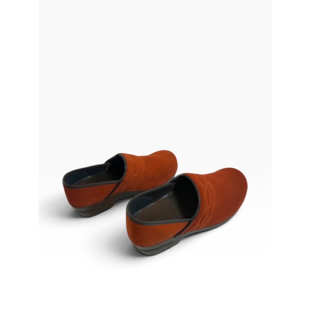 Lands End Womens Burnt Orange Suede Clogs Boho Granola Cottage 7B 406614 - Picture 4 of 8